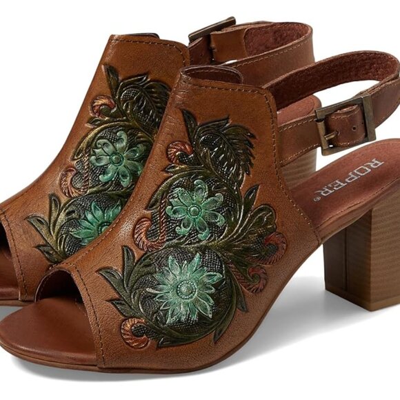 Roper Western Cowgirl Embossed Leather Sandals NEW NIB Size 5.5 $100 MSRP - Picture 2 of 6